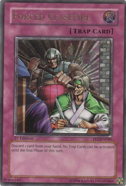 Forced Ceasefire (UTR) trading card from Flaming Eternity Forced Ceasefire (UTR) - Flaming Eternity YuGiOh trading card