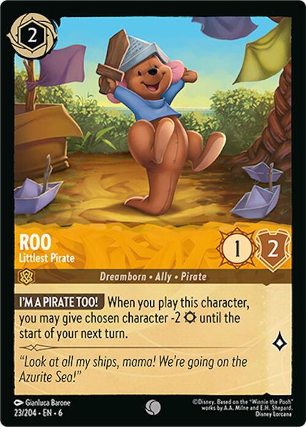Roo - Littlest Pirate trading card from Azurite Sea Roo - Littlest Pirate - Azurite Sea Disney Lorcana trading card