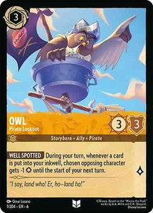 Owl - Pirate Lookout - Azurite Sea (6) #1/204 - Uncommon Disney Lorcana Trading Card