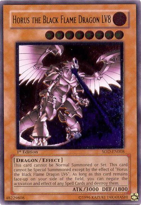 Horus the Black Flame Dragon LV8 (UTR) trading card from Soul of the Duelist Horus the Black Flame Dragon LV8 (UTR) - Soul of the Duelist YuGiOh trading card