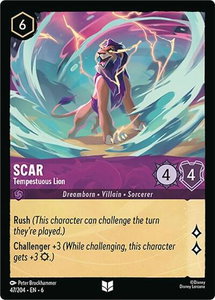 Scar - Tempestuous Lion - Azurite Sea (6) #47/204 - Uncommon Disney Lorcana Trading Card
