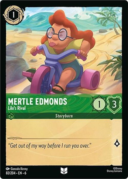 Mertle Edmonds - Lilo's Rival trading card from Azurite Sea Mertle Edmonds - Lilo's Rival - Azurite Sea Disney Lorcana trading card