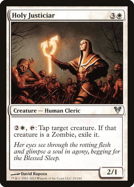 Holy Justiciar trading card from Avacyn Restored Holy Justiciar - Avacyn Restored Magic: The Gathering trading card