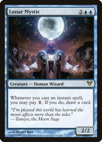 Lunar Mystic trading card from Avacyn Restored Lunar Mystic - Avacyn Restored Magic: The Gathering trading card