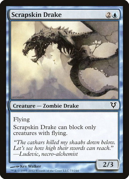 Scrapskin Drake trading card from Avacyn Restored Scrapskin Drake - Avacyn Restored Magic: The Gathering trading card