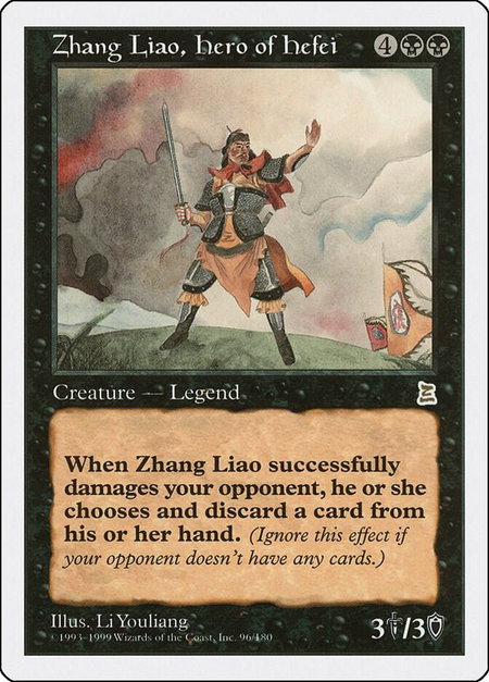 Zhang Liao, Hero of Hefei - Portal Three Kingdoms Magic: The Gathering trading card