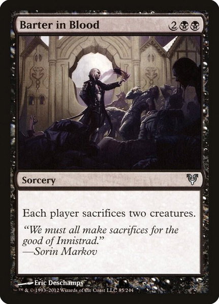 Barter in Blood trading card from Avacyn Restored Barter in Blood - Avacyn Restored Magic: The Gathering trading card