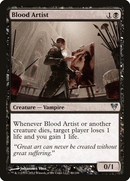Blood Artist trading card from Avacyn Restored Blood Artist - Avacyn Restored Magic: The Gathering trading card