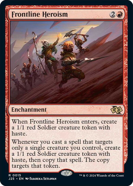 Frontline Heroism - Foundations Jumpstart Magic: The Gathering trading card