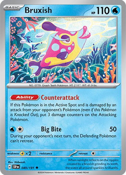 Bruxish - 049/191 trading card from SV08: Surging Sparks Bruxish - 049/191 - SV08: Surging Sparks Pokémon trading card