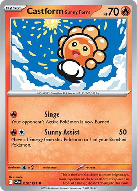 Castform Sunny Form - 020/191 - SV08: Surging Sparks Pokémon trading card