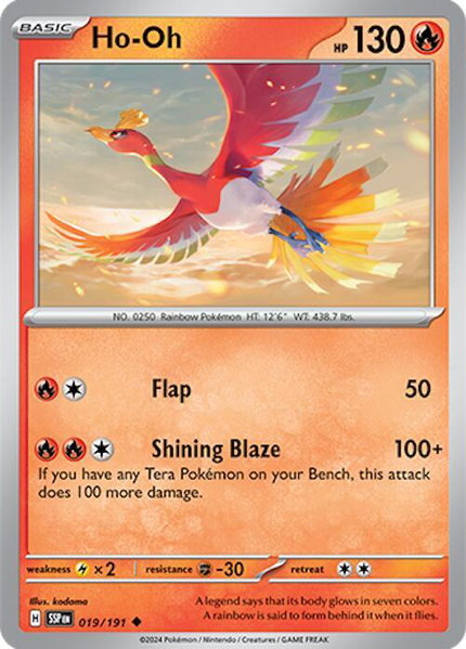 Ho-Oh trading card from SV08: Surging Sparks Ho-Oh - SV08: Surging Sparks Pokémon trading card