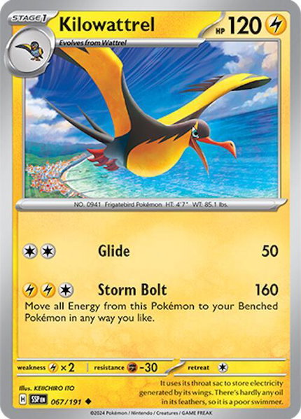 Kilowattrel - SV08: Surging Sparks Pokémon trading card