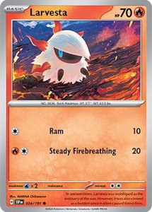 Larvesta - 024/191 - SV08: Surging Sparks (SSP) #024/191 - Common Pokémon Trading Card