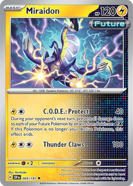 Miraidon trading card from SV08: Surging Sparks Miraidon - SV08: Surging Sparks Pokémon trading card