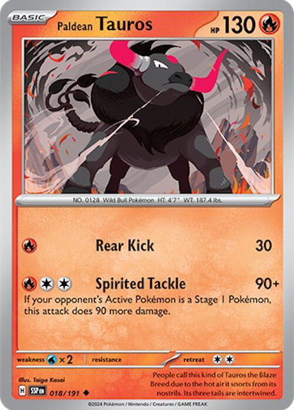 Paldean Tauros - 018/191 - SV08: Surging Sparks Pokémon trading card