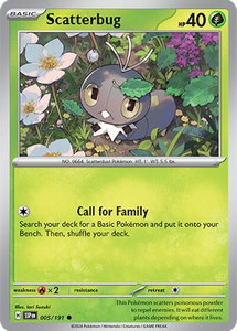 Scatterbug - SV08: Surging Sparks (SSP) #005/191 - Common Pokémon Trading Card