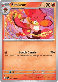 Simisear - SV08: Surging Sparks (SSP) #023/191 - Common Pokémon Trading Card