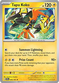 Tapu Koko - SV08: Surging Sparks (SSP) #065/191 - Rare Pokémon Trading Card