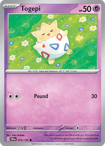 Togepi trading card from SV08: Surging Sparks Togepi - SV08: Surging Sparks Pokémon trading card