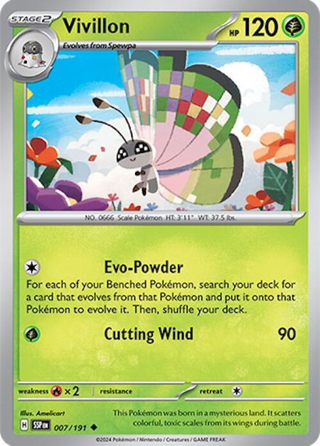 Vivillon - 007/191 - SV08: Surging Sparks Pokémon trading card