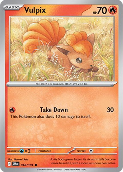 Vulpix trading card from SV08: Surging Sparks Vulpix - SV08: Surging Sparks Pokémon trading card
