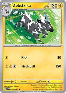 Zebstrika - SV08: Surging Sparks (SSP) #063/191 - Common Pokémon Trading Card