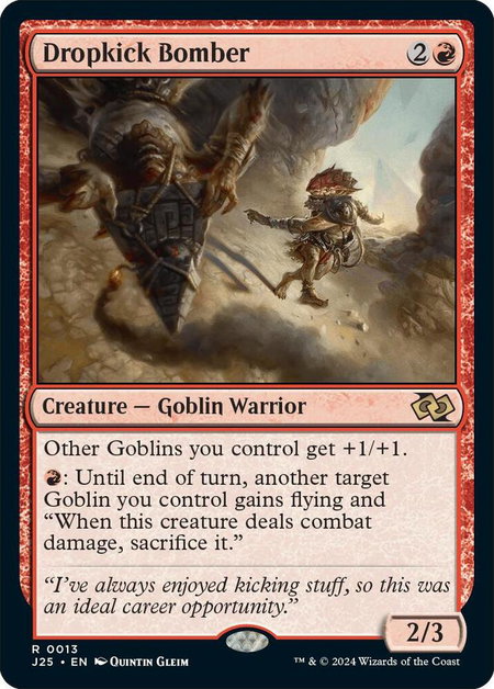 Dropkick Bomber trading card from Foundations Jumpstart Dropkick Bomber - Foundations Jumpstart Magic: The Gathering trading card
