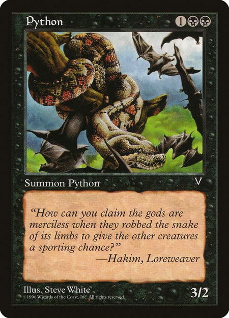 Python trading card from Visions Python - Visions Magic: The Gathering trading card