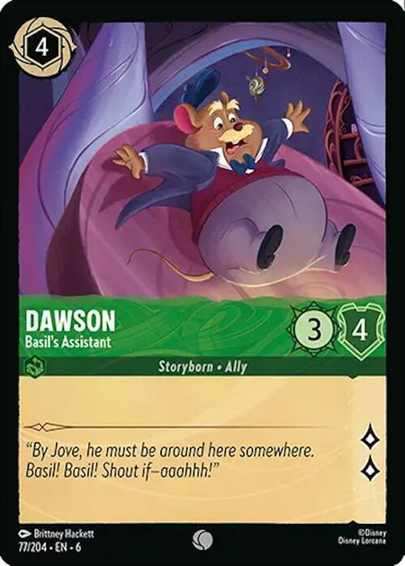 Dawson - Basil's Assistant trading card from Azurite Sea Dawson - Basil's Assistant - Azurite Sea Disney Lorcana trading card