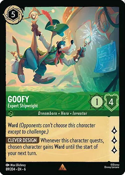Goofy - Expert Shipwright trading card from Azurite Sea Goofy - Expert Shipwright - Azurite Sea Disney Lorcana trading card