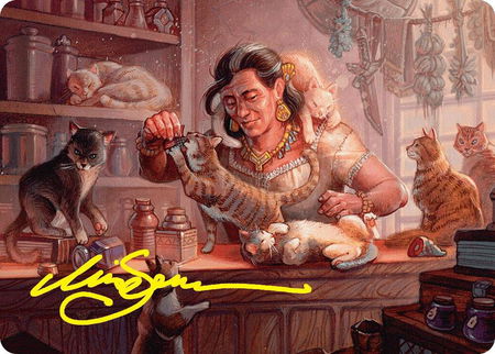 Cat Collector Art Card (1/54) (Gold-Stamped Signature) trading card from Art Series: Foundations Cat Collector Art Card (1/54) (Gold-Stamped Signature) - Art Series: Foundations Magic: The Gathering trading card