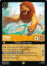 Simba - Pride Protector - Azurite Sea (6) #20/204 - Legendary Disney Lorcana Trading Card