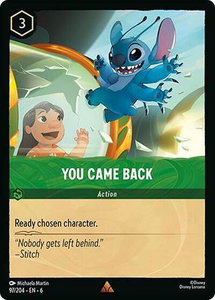 You Came Back - Azurite Sea (6) #97/204 - Rare Disney Lorcana Trading Card