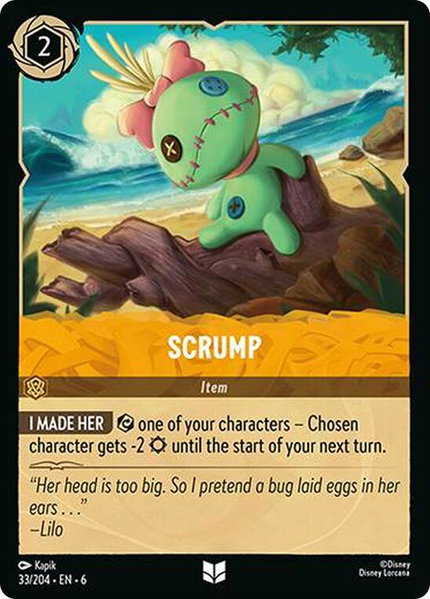 Scrump trading card from Azurite Sea Scrump - Azurite Sea Disney Lorcana trading card