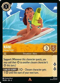 Nani - Caring Sister - Azurite Sea (6) #19/204 - Rare Disney Lorcana Trading Card