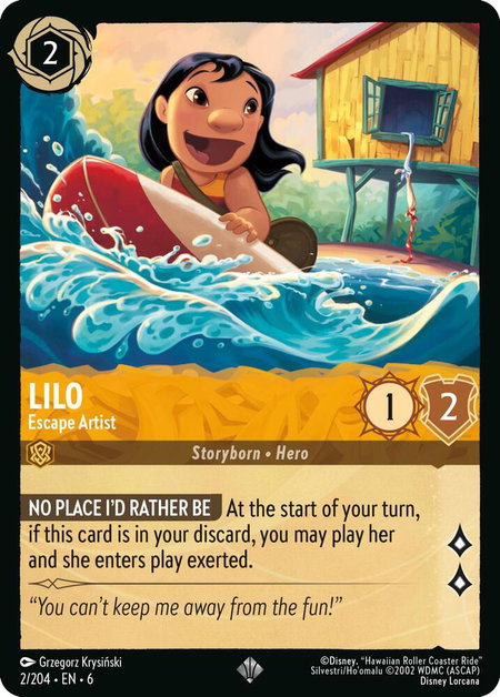 Lilo - Escape Artist - Azurite Sea Disney Lorcana trading card