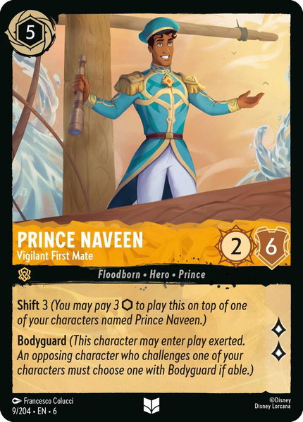 Prince Naveen - Vigilant First Mate - Azurite Sea Disney Lorcana trading card