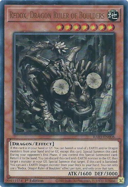 Redox, Dragon Ruler of Boulders (UR) trading card from Quarter Century Bonanza Redox, Dragon Ruler of Boulders (UR) - Quarter Century Bonanza YuGiOh trading card