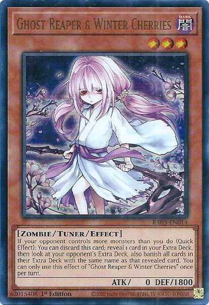 Ghost Reaper & Winter Cherries (Alternate Art) (UR) - Quarter Century Bonanza YuGiOh trading card