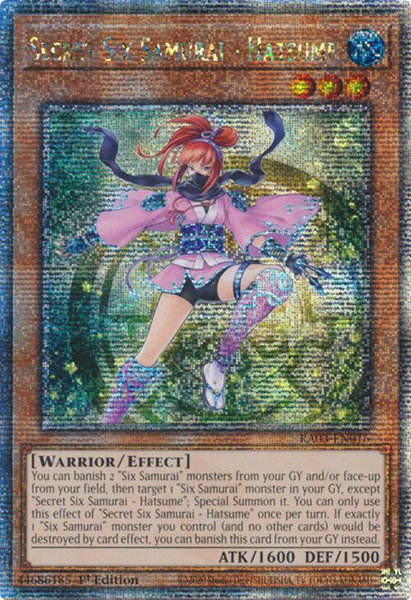 Secret Six Samurai - Hatsume (Quarter Century Secret Rare) trading card from Quarter Century Bonanza Secret Six Samurai - Hatsume (Quarter Century Secret Rare) - Quarter Century Bonanza YuGiOh trading card