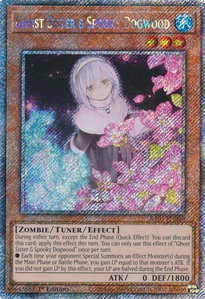 Ghost Sister & Spooky Dogwood (Alternate Art) (Platinum Secret Rare) - Quarter Century Bonanza #RA03-EN020 - Platinum Secret Rare YuGiOh Trading Card