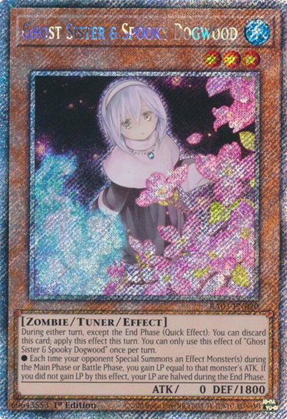 Ghost Sister & Spooky Dogwood (Alternate Art) (Platinum Secret Rare) trading card from Quarter Century Bonanza Ghost Sister & Spooky Dogwood (Alternate Art) (Platinum Secret Rare) - Quarter Century Bonanza YuGiOh trading card