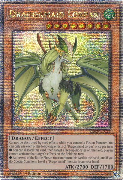Dragonmaid Lorpar (Quarter Century Secret Rare) trading card from Quarter Century Bonanza Dragonmaid Lorpar (Quarter Century Secret Rare) - Quarter Century Bonanza YuGiOh trading card