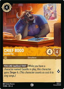 Chief Bogo - Gazelle Fan - Azurite Sea (6) #11/204 - Common Disney Lorcana Trading Card