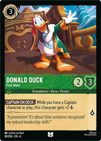 Donald Duck - First Mate - Azurite Sea (6) #80/204 - Uncommon Disney Lorcana Trading Card