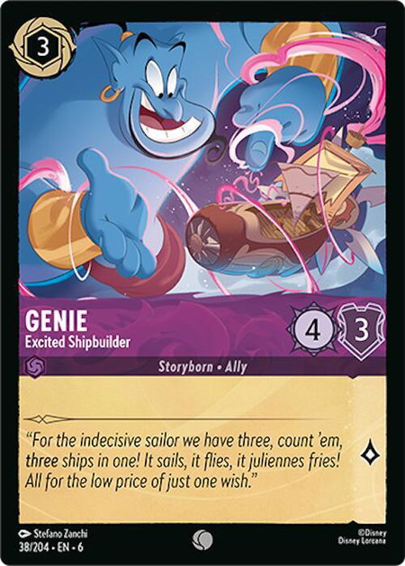 Genie - Excited Shipbuilder trading card from Azurite Sea Genie - Excited Shipbuilder - Azurite Sea Disney Lorcana trading card