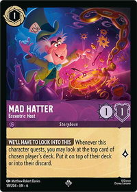 Mad Hatter - Eccentric Host - Azurite Sea (6) #59/204 - Super Rare Disney Lorcana Trading Card
