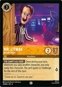 Mr. Litwak - Arcade Owner - Azurite Sea (6) #24/204 - Common Disney Lorcana Trading Card