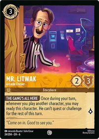 Mr. Litwak - Arcade Owner - Azurite Sea (6) #24/204 - Common Disney Lorcana Trading Card